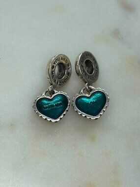 Authentic PANDORA Piece of My Heart Mother + Son Split Dangle Charm RETIRED